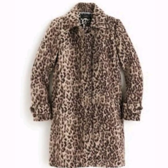 J.CREW TOPCOAT IN DOUBLE LEOPARD Wool Cheetah Jacket Coat Size 12P